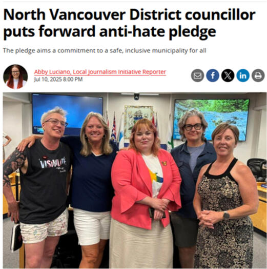 Untitled Article: North Vancouver District councillor puts forward anti-hate pledge
